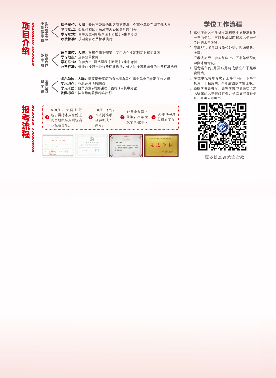 长沙理工大学成教招生简章